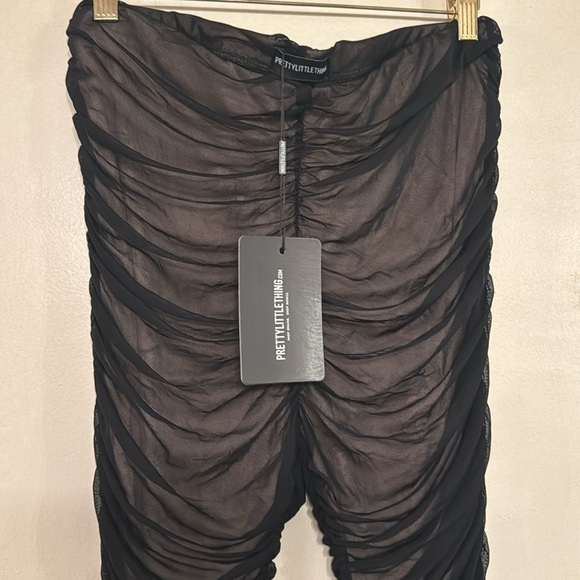 PRETTY LITTLE THING Black ruched fully lined brand new leggings Sz.12 with tags - Picture 1 of 12